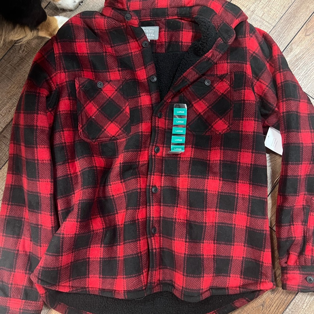 Red and Black Plaid Lightweight Shirt Jacket